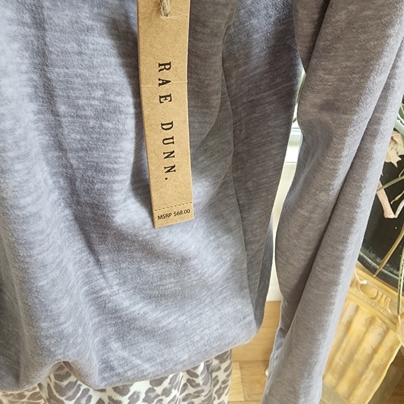 NWT Rae Dunn Flannel Gray Hooded Two Piece Set Size Large - Picture 7 of 8